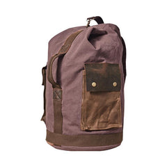 Waxed Canvas Leather Mens Large Backpack Canvas Travel Backpack Barrel Travel Backpacks for Men - iwalletsmen