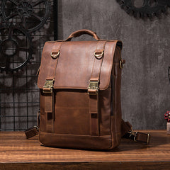 Cool Mens Leather Backpack School Backpack Leather Laptop Backpack for Men - iwalletsmen