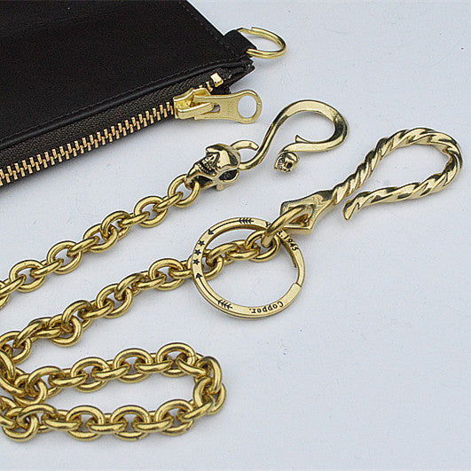 Badass Gold Brass Long Mens 18'' Biker Wallet Chain Biker Pants Chain Trucker Wallet Chain for Men - iwalletsmen