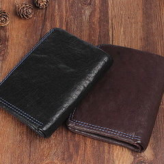 Genuine Leather Mens Cool Slim Leather Wallet Men Small Wallets Bifold for Men