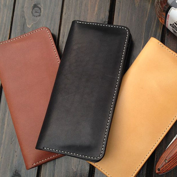 Handmade Leather Wallet Mens Clutch Wallet Cool Wallet Long Wallets for Men