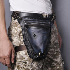 Vintage Brown LEATHER MEN'S Ox Fanny Pack Waist Bag Side Bag Drop Leg Biker Bag For Men - iwalletsmen