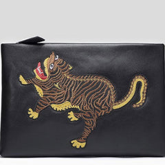 Handmade Leather Mens Clutch Cool Slim Wallet Zipper Clutch Wristlet Wallet for Men - iwalletsmen