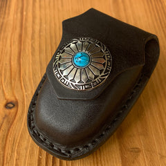 Handmade Black Leather Mens Citroen DS Car Key Case Beige Regal Car Key Holder with Belt Loop/Belt Clip - iwalletsmen