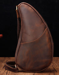 Cool Vintage Brown Leather Chest Bag Sling Bag Sling Crossbody Bag For Men - iwalletsmen