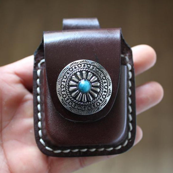 Mens Leather Zippo Lighter Pouch with Loop Cool Zippo lighter case with Clip - iwalletsmen