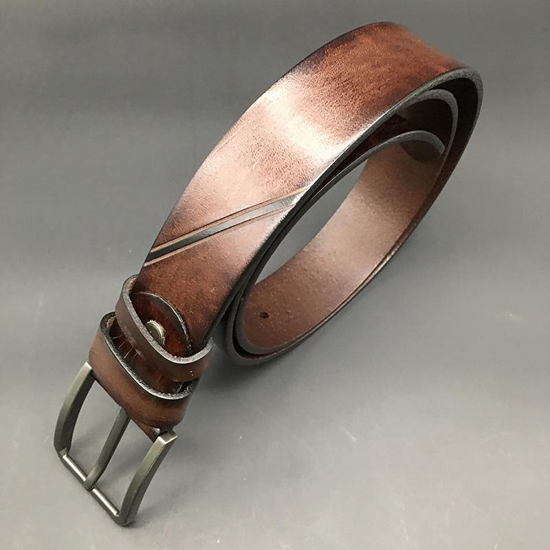 Handmade Cool Dark Brown Mens Leather Belt Black Leather Belt for Men - iwalletsmen