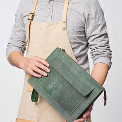Cool Leather Large Mens Wristlet Bag Vintage Clutch Zipper Bag for Men - iwalletsmen