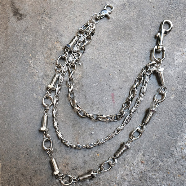 Badass Men's Silver Triple screw bolt Pants Chain Wallet Chain For Men - iwalletsmen