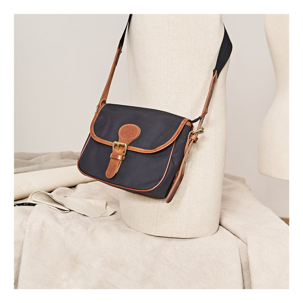 Vintage Black Nylon Leather Mens Small Messenger Bag Courier Bag Postman Bag for Men - iwalletsmen