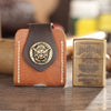 Handmade Brown Leather Mens Armor Zippo Lighter Cases With Belt Loop Zippo Standard Lighter Holders For Men - iwalletsmen