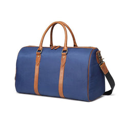 Blue Nylon Leather Mens Travel Bag Weekender Bag Sports Shoulder Bag Large Travel Bag for Men - iwalletsmen
