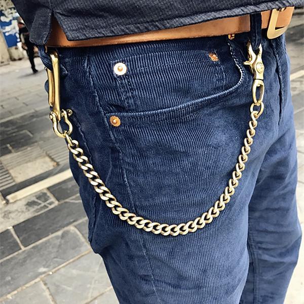 Cool Men's 18‘â€?Gold Brass Biker Jeans Chain Jean Chain Pants Chains Biker Wallet Chain For Men - iwalletsmen