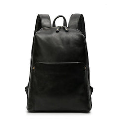 Black Mens Leather 14 inches School Laptop Backpack Brown Satchel Backpack for Men - iwalletsmen