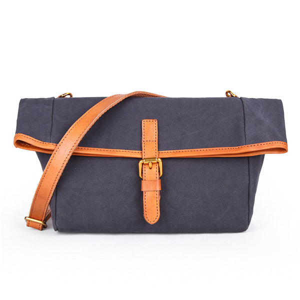 Canvas Leather Mens Womens Small Brown Messenger Bag Shoulder Bag Green Side Bag for Men - iwalletsmen