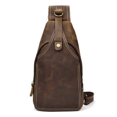 Vintage Mens Leather One Shoulder Backpack Chest Bag Sling Bag Sling Crossbody Bag For Men - iwalletsmen
