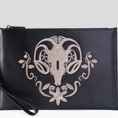 Handmade Leather Mens Cool Embroidery Wallet Zipper Clutch Wristlet Wallet for Men - iwalletsmen