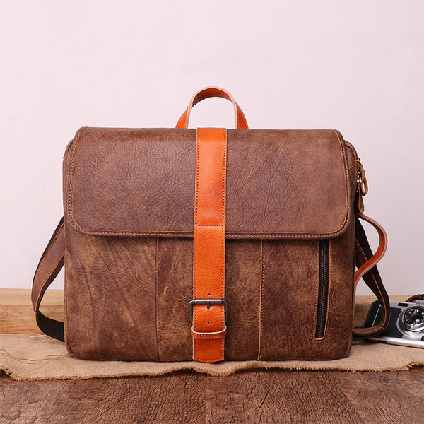 Cool Brown Leather Men's Messenger Bag Handbag Backpack Briefcase For Men - iwalletsmen