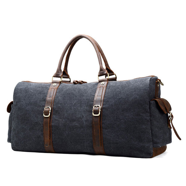 Mens Waxed Canvas Leather Large Weekender Bags Canvas Travel Bag for Men - iwalletsmen