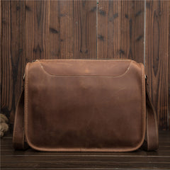 Vintage Brown Leather Men's Side Bag Coffee Courier Bag Shoulder Bag For Men - iwalletsmen
