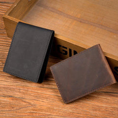 Brown Cool Leather Mens Card Holder Front Pocket Wallet Black License Wallet for Men - iwalletsmen