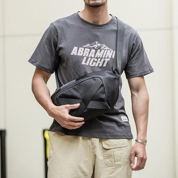 Cool Black Nylon Mens 10 inches Chest Bag Messenger Bags One Shoulder Backpack Black Side Bag for Men - iwalletsmen