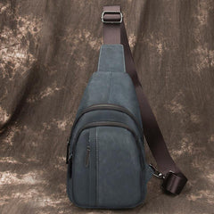 Brown Cool LEATHER MENS Sling Bag 8 inches Small Gray One Shoulder Backpack Chest Bag For Men - iwalletsmen