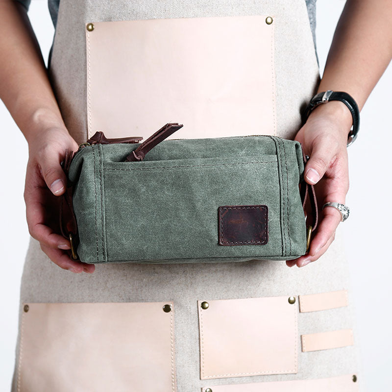 Large Canvas Green Mens Clutch Bag Zipper Wristlet Bag Phone Purse for Men - iwalletsmen