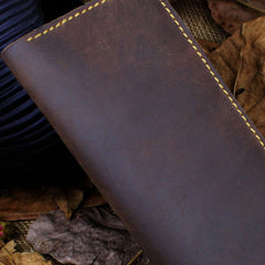 Handmade Leather Mens Cool Travel Long Wallet Card Holder Card Slim Clutch Wallets for Men