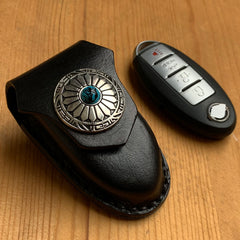 Handmade Black Leather Qashqai X-TRAIL TIIDA Teana Mens Car Key Case NISSAN Car Key Holder - iwalletsmen