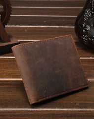 Cool Vintage Brown Mens Leather Small Wallet Bifold billfold Wallets for Men - iwalletsmen