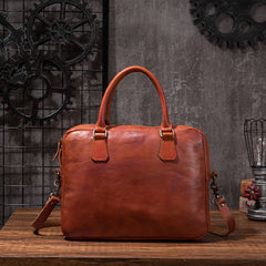 Cool Leather Mens Briefcase 14inch Laptop Bags Work Handbag Business Bag for Men - iwalletsmen