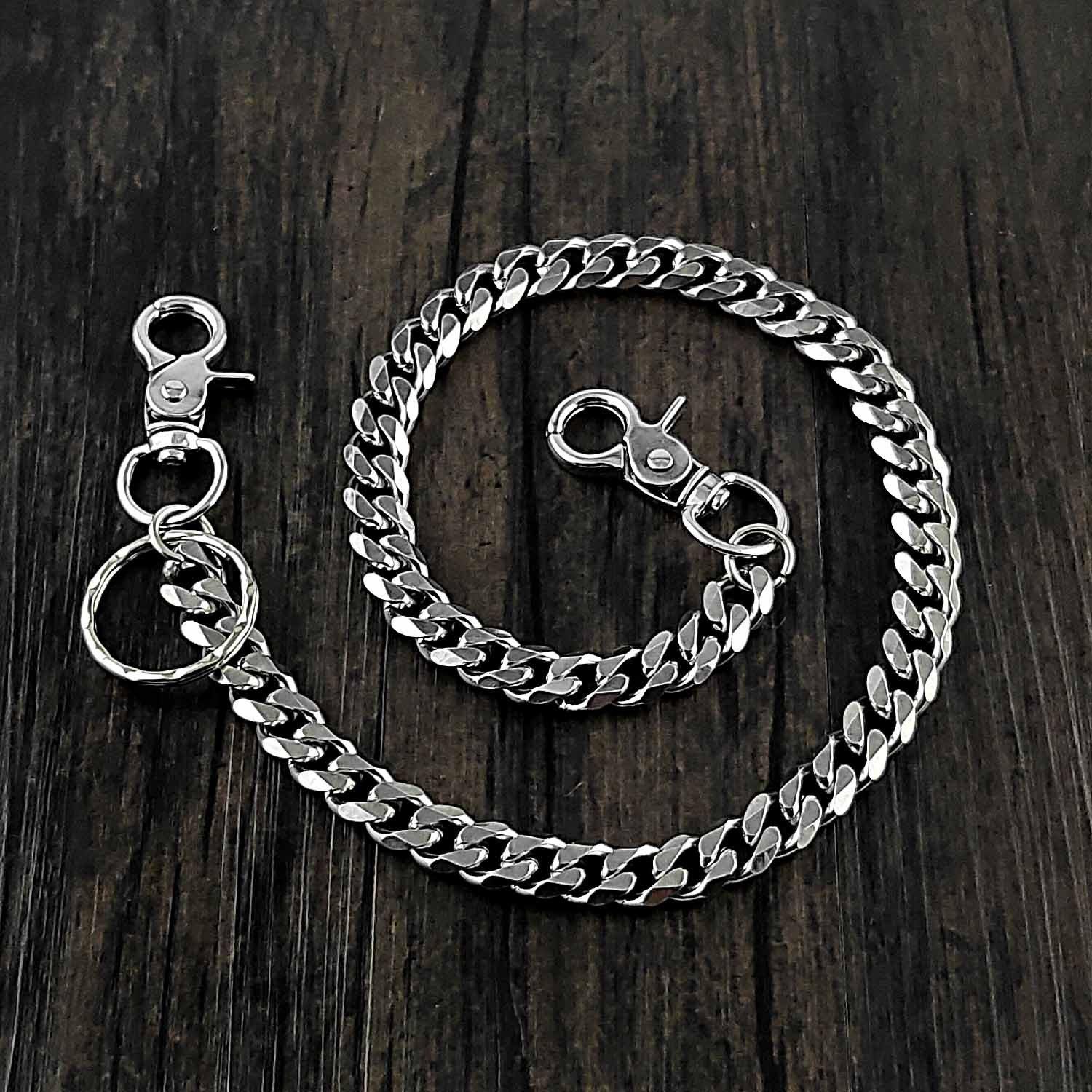 20'' SOLID STAINLESS STEEL BIKER SILVER WALLET CHAIN LONG PANTS CHAIN SILVER Jeans Chain Jean Chain FOR MEN - iwalletsmen