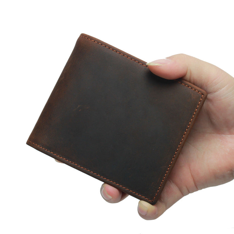 RFID Leather Mens Small Bifold Wallet billfold Wallets Front Pocket Wallets for Men - iwalletsmen