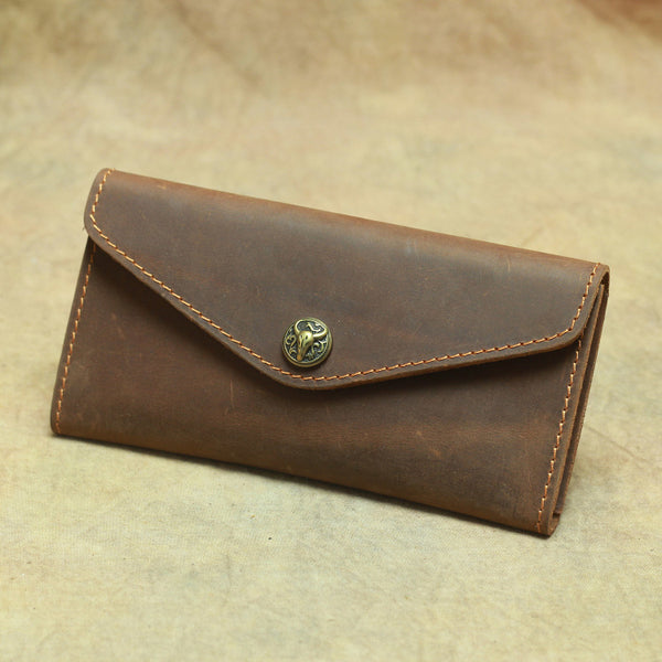 Vintage Mens Leather Long Wallet Envelope Long Wallet Phone Clutch Wallet For Men - iwalletsmen