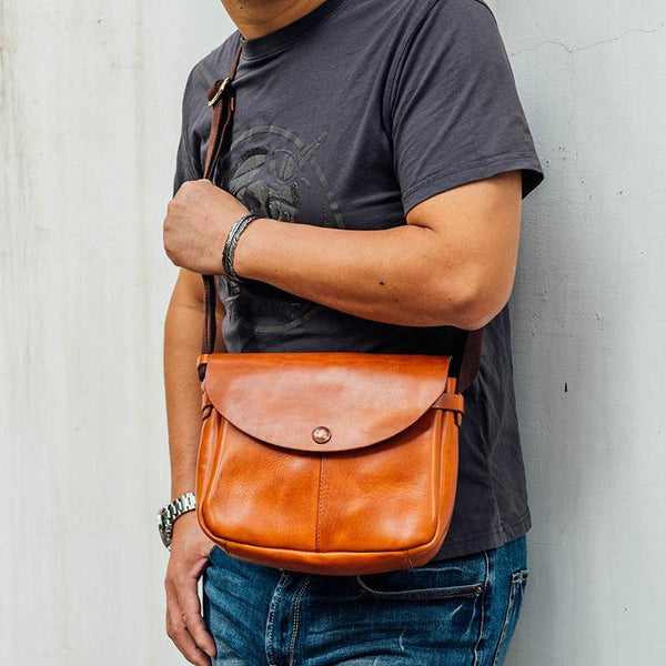 Vintage Black Leather Men Small Brown Side Bag Black Messenger Bags Courier Bag For Men - iwalletsmen