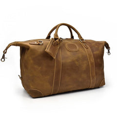 Casual Brown Leather Men Handbag Overnight Bags Travel Bags Weekender Bags For Men - iwalletsmen