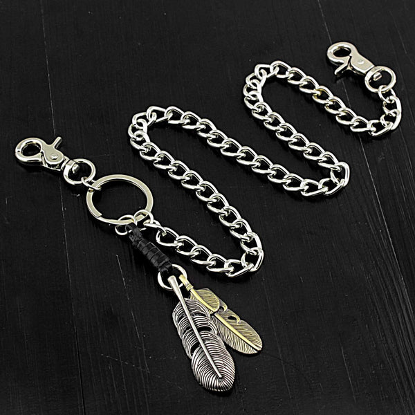 Cool Mens Feather Silver Wallet Chain Pants Chain Jeans Chain Jean Chain Biker Wallet Chain For Men - iwalletsmen