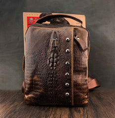 Badass Brown Leather Men's Sling Bag Chest Bag One shoulder Backpack Sling Bag For Men - iwalletsmen