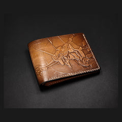 Handmade Leather Tooled EVANGELION EVA Mens billfold Wallet Cool Leather Wallet Slim Wallet for Men