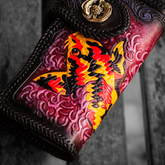 Handmade Leather Carp Mens Chain Biker Wallet Cool Leather Wallet With Chain Wallets for Men