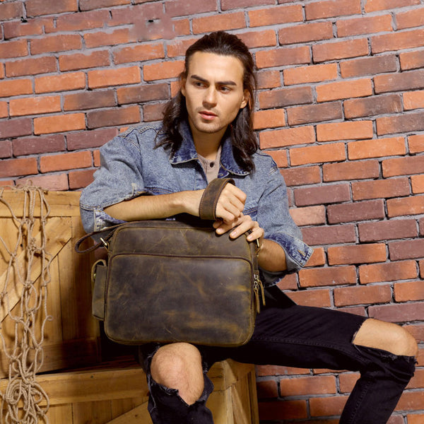 Cool Leather Vintage Mens Messenger Bags Small Shoulder Bags for Men - iwalletsmen