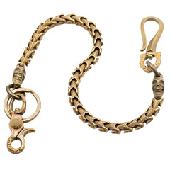 Cool Men's Handmade Pure Brass Smiling Skull Key Chain Pants Chains Biker Wallet Chain For Men - iwalletsmen