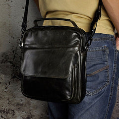 Small Leather Mens SIDE BAGs COURIER BAG Messenger Bag Shoulder Bag for Men - iwalletsmen