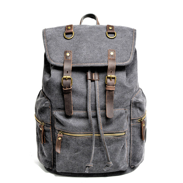 Cool Canvas Leather Mens Womens College 14'' Green Backpack Travel Backpack Computer Backpack for Men - iwalletsmen