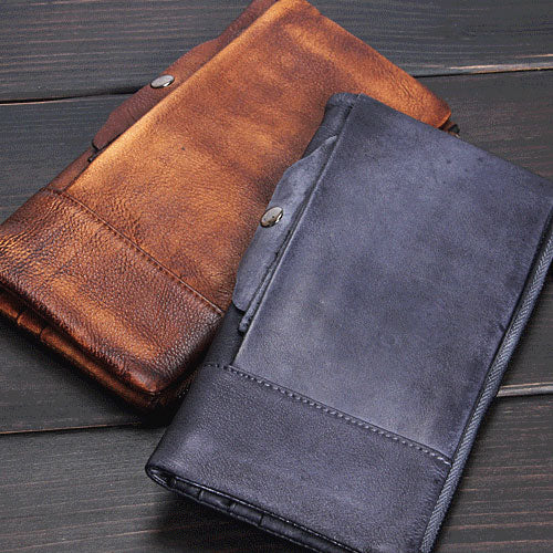 Handmade Leather Mens Cool Long Leather Wallet Wristlet Clutch Wallet for Men - iwalletsmen