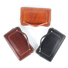 Handmade Black Leather Mens Cool Clutch Wallet Biker Clutch Brown Wristlet Wallet for Men - iwalletsmen
