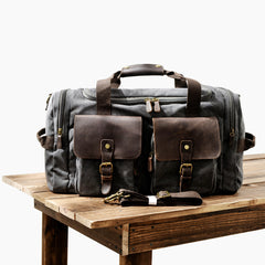 Cool Canvas Leather Mens Retro Large Green Travel Weekender Bag Duffle Bag for Men - iwalletsmen