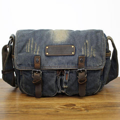 Denim Blue Mens Small Courier Bag Messenger Bag Blue Jean Postman Bags For Men - iwalletsmen