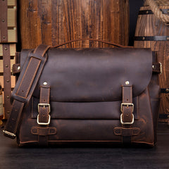 Brown Cool Leather 14 inches Briefcase Work Bag Business Bags Side Bag for Men - iwalletsmen